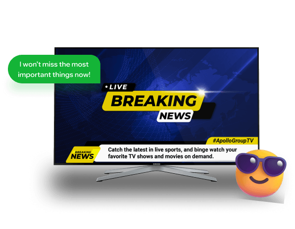 Live breaking news channel streaming on a smart TV with Apollo Television
